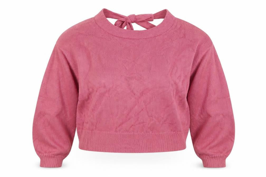 Threadbare Women Pink Knit Bow High Neck Pullover Jumper Size 12