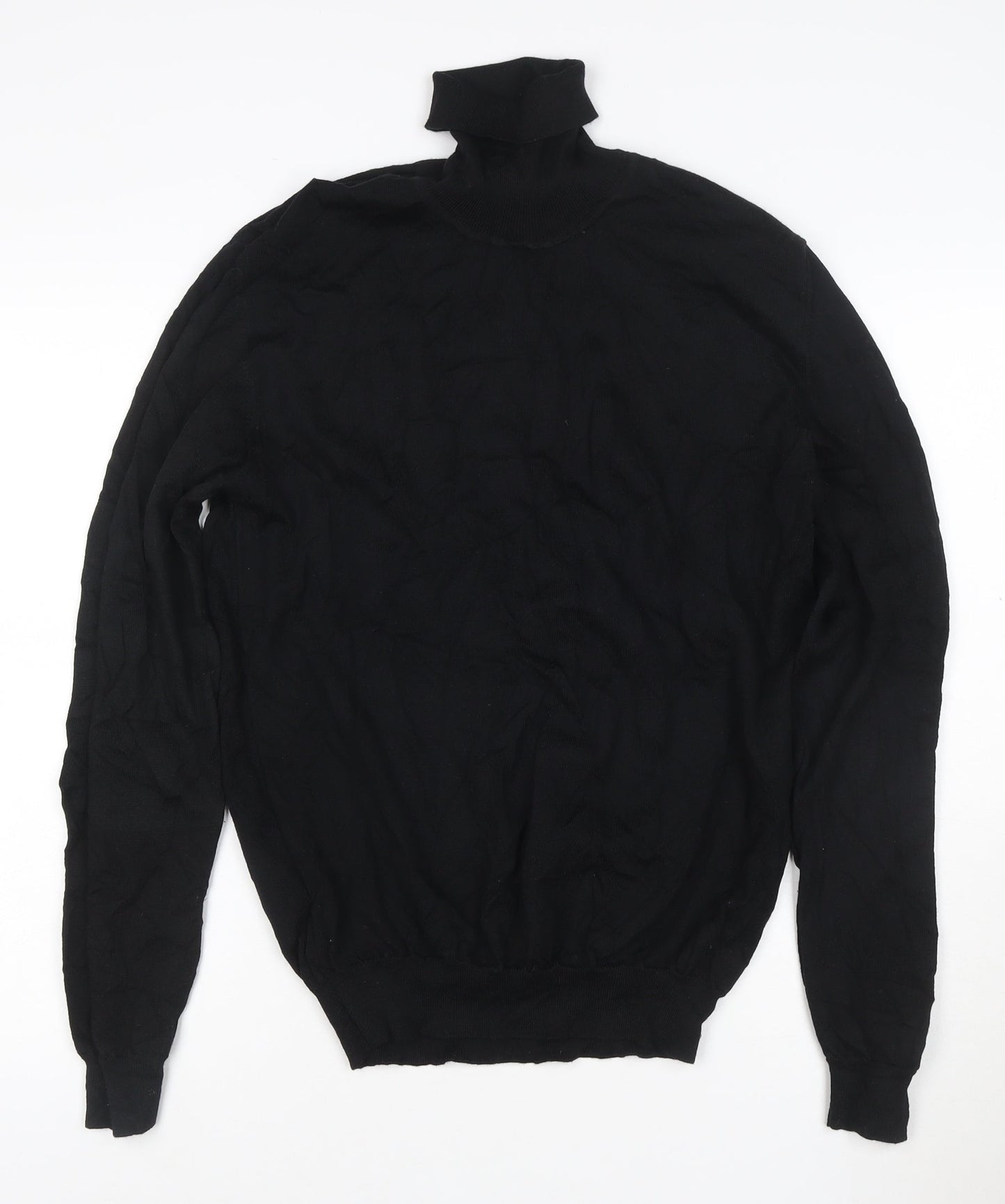 Calvin Klein Womens Black Roll Neck Wool Jumper Size 2XL