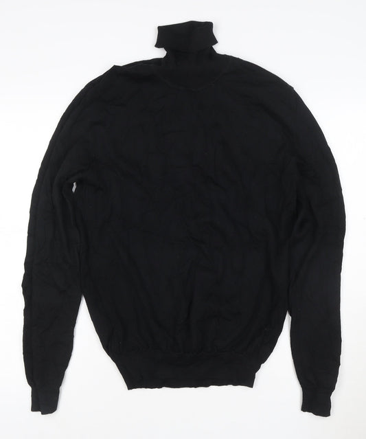 Calvin Klein Womens Black Roll Neck Wool Jumper Size 2XL