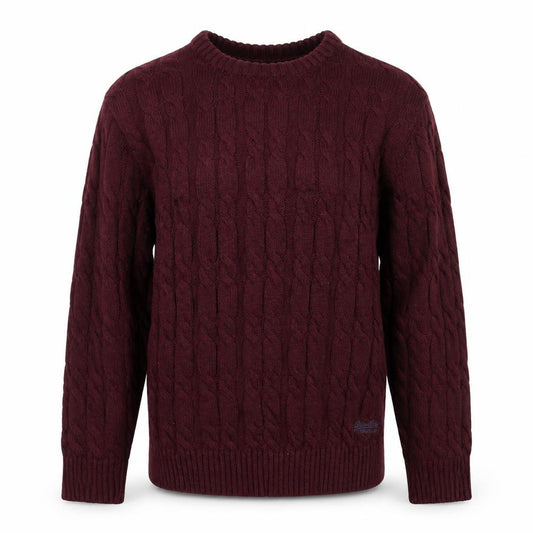 Superdry Men Red 2XL Cable-Knit Crew Neck Jumper