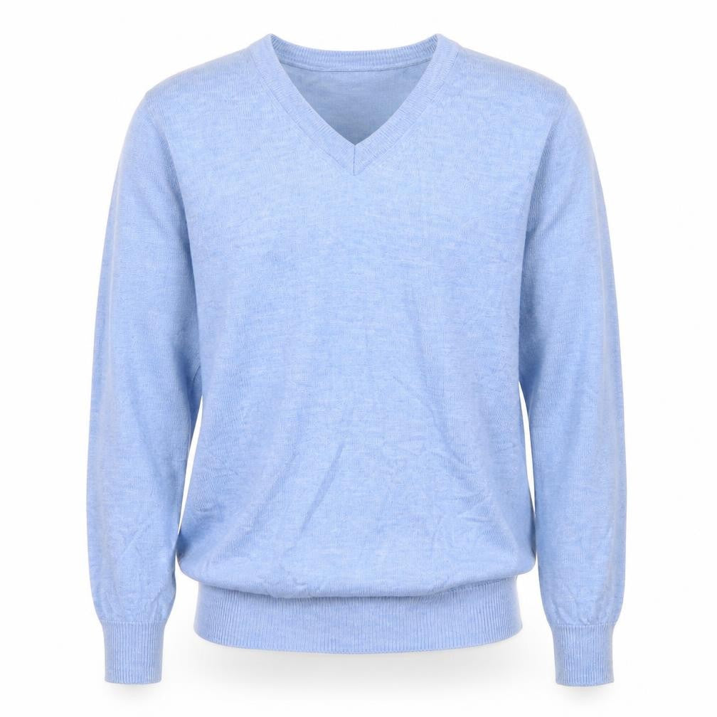 Marks & Spencer Men’s Blue Wool Silk V-Neck Jumper Small
