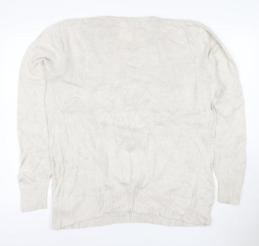 Lee Cooper Men's Beige Cotton Crew Neck Jumper XL