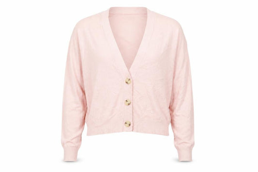 French Connection Pink V-Neck Button Cardigan S Lightweight Knit