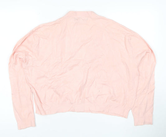 French Connection Pink V-Neck Button Cardigan S Lightweight Knit