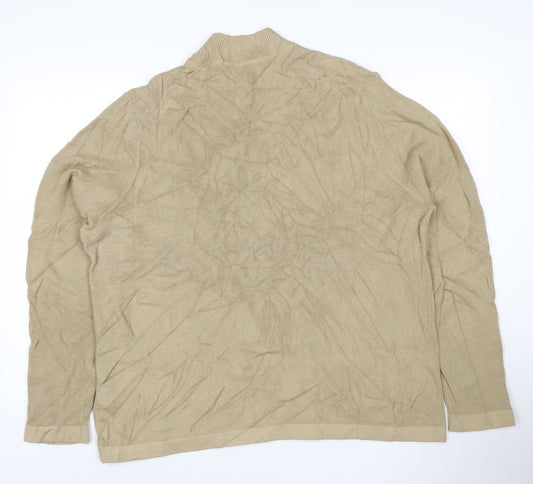 Marks and Spencer Men's Beige 2XL Cotton Modal Crew Neck Jumper