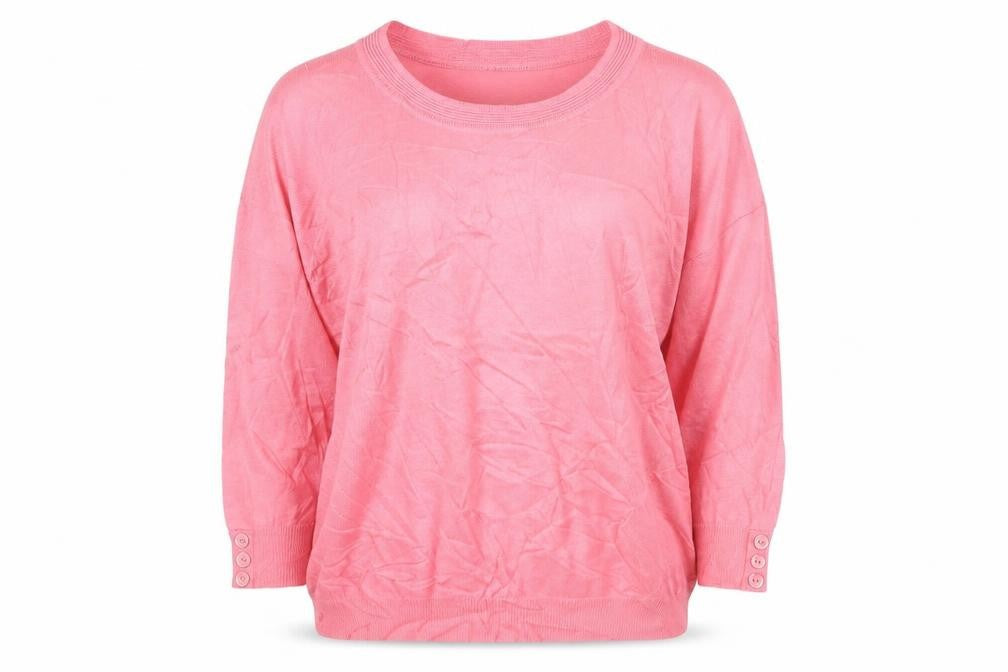 BHS Petite Women's Pink Scoop Neck 3/4 Sleeve Pullover Jumper Size M