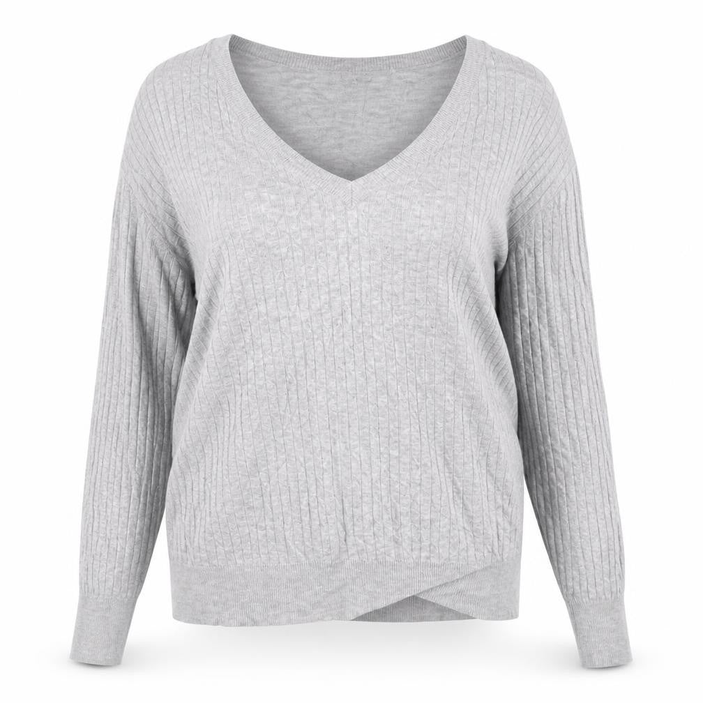 H&M Women’s Grey V-Neck Knit Jumper Size 12 Long Sleeve
