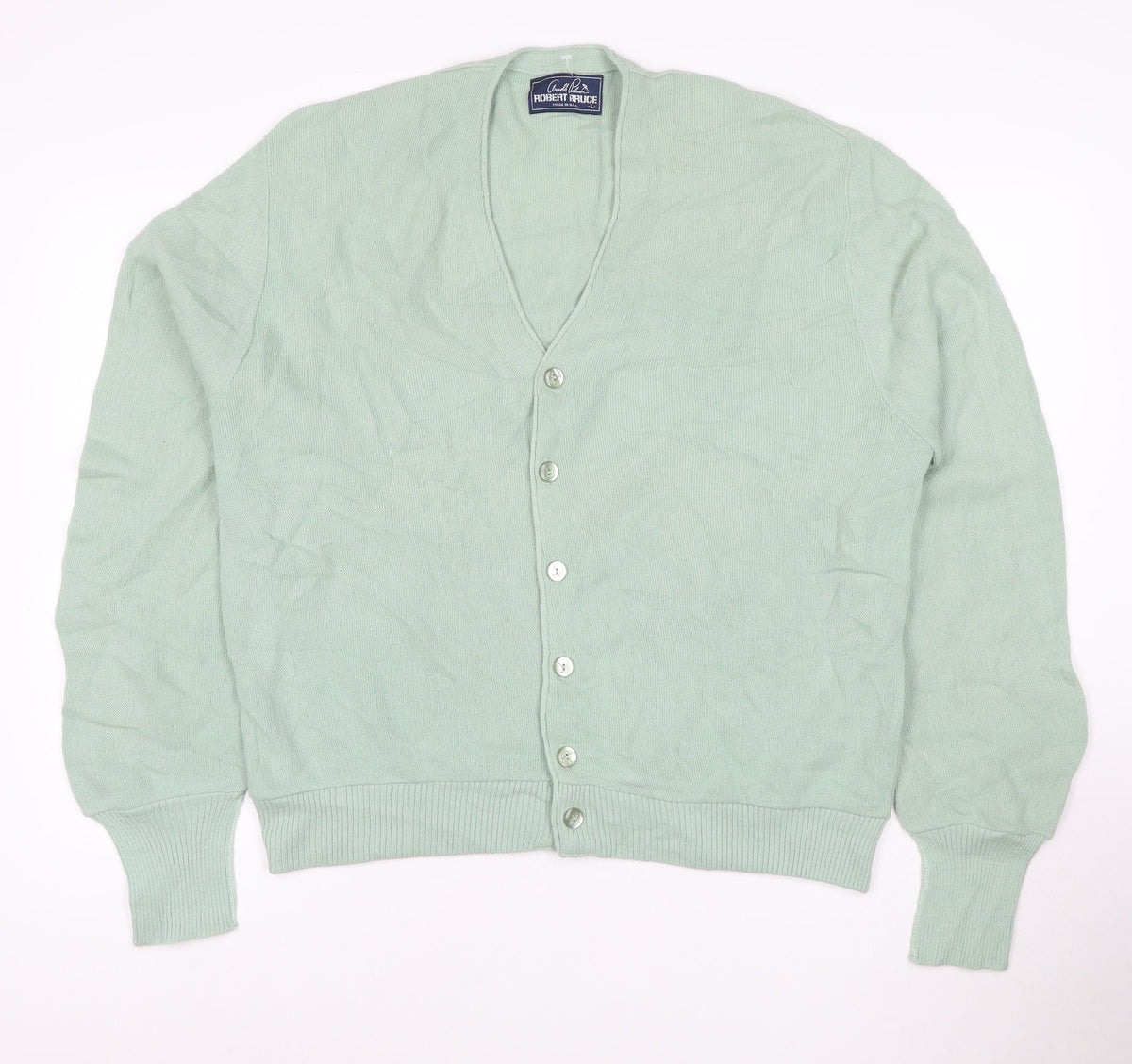 Arnold Palmer Robert Bruce Men's Green L V-Neck Button Cardigan