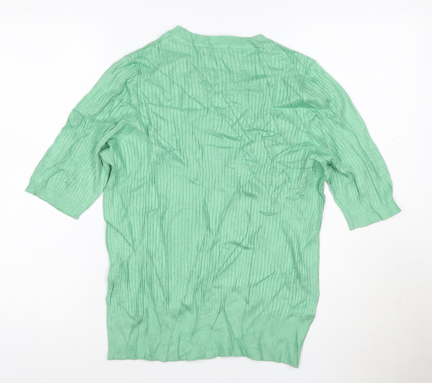 Marks and Spencer Women’s Green Ribbed Knit 3/4 Sleeve Top Size 16