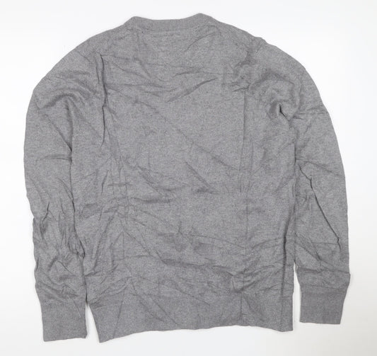 Tommy Hilfiger Men's Grey Cotton Cashmere Crew Neck Jumper Size S