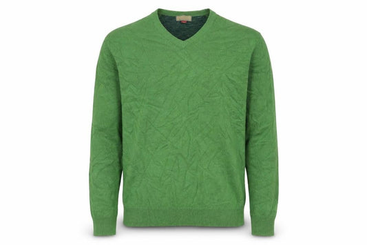 John Lewis Men Green Cotton Cashmere V-Neck Jumper Large