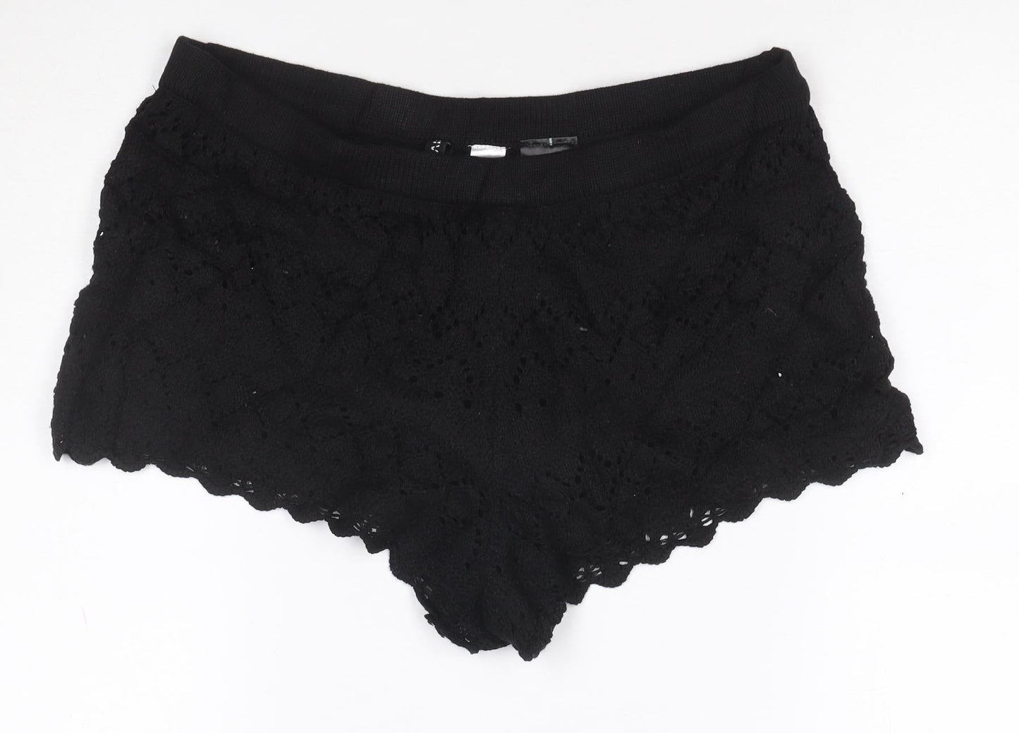 H&M Divided Women's Black Crochet Hot Pants Shorts Size M