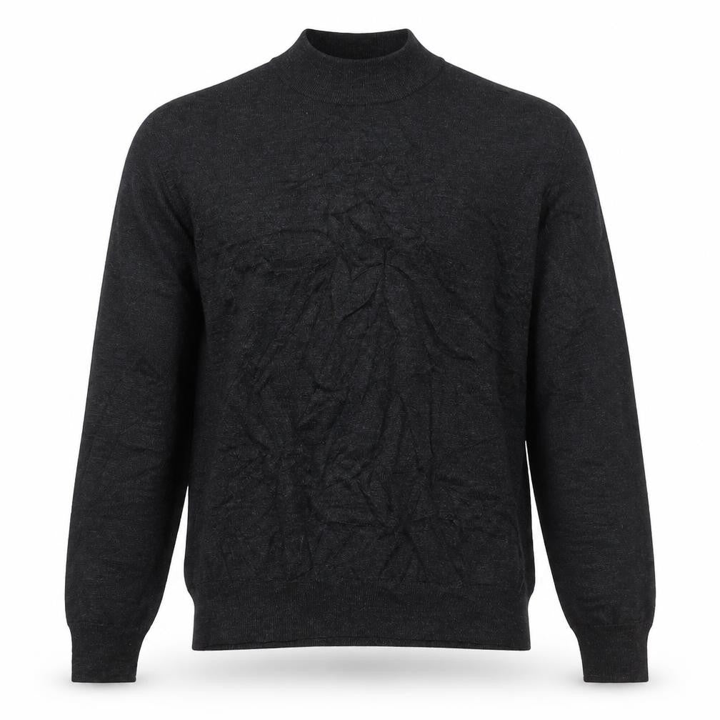 Point Men's Black Merino Wool Blend Mock Neck Jumper L