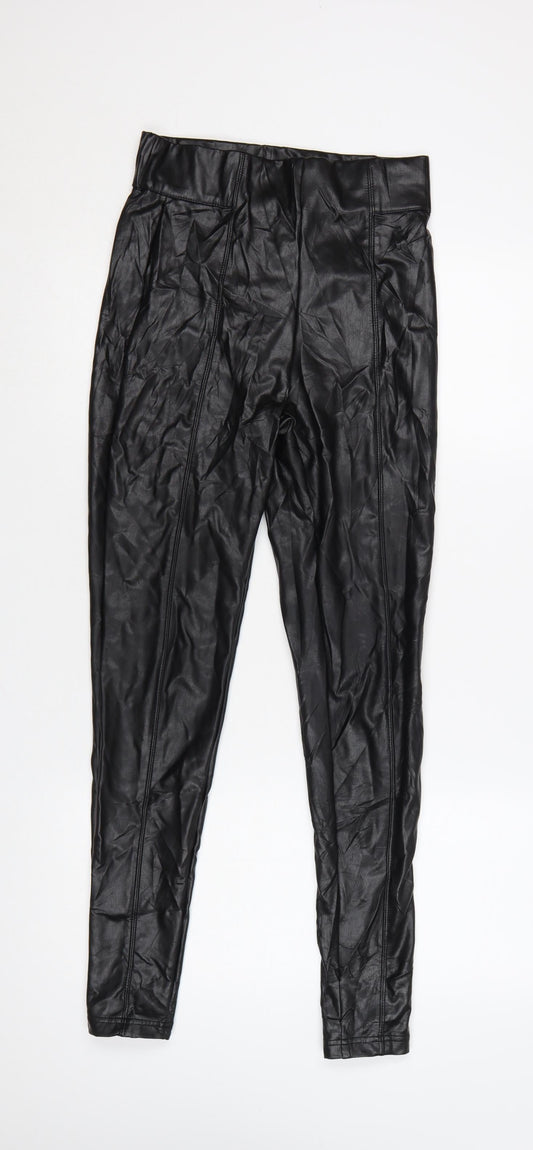 Marks and Spencer Women's Black Faux Leather High Rise Leggings Size 8
