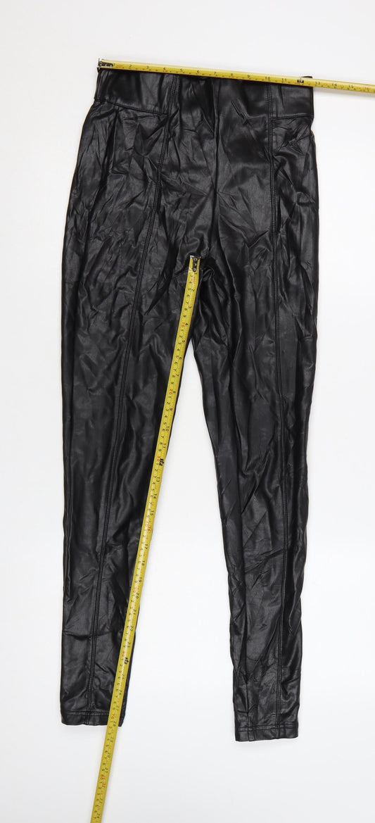 Marks and Spencer Women's Black Faux Leather High Rise Leggings Size 8