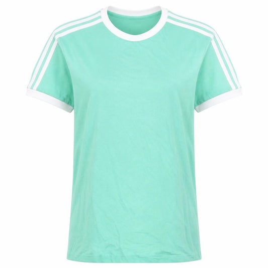Adidas Womens Green Ringer Crew Neck T-Shirt Size 12