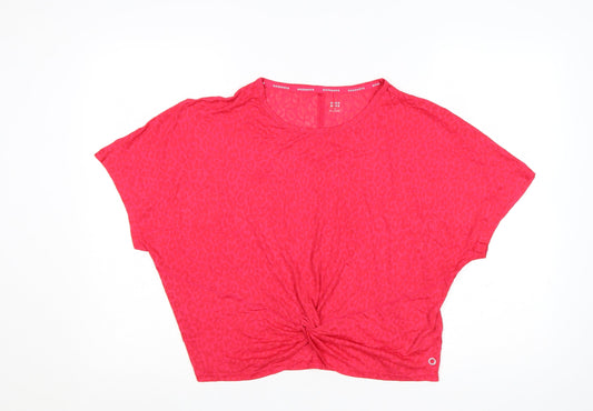Marks and Spencer Goodmove Red Animal Print Cropped Women's T-Shirt Size 16