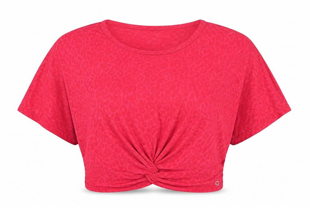 Marks & Spencer Goodmove Red Animal Print Cropped Women's T-Shirt Size 16