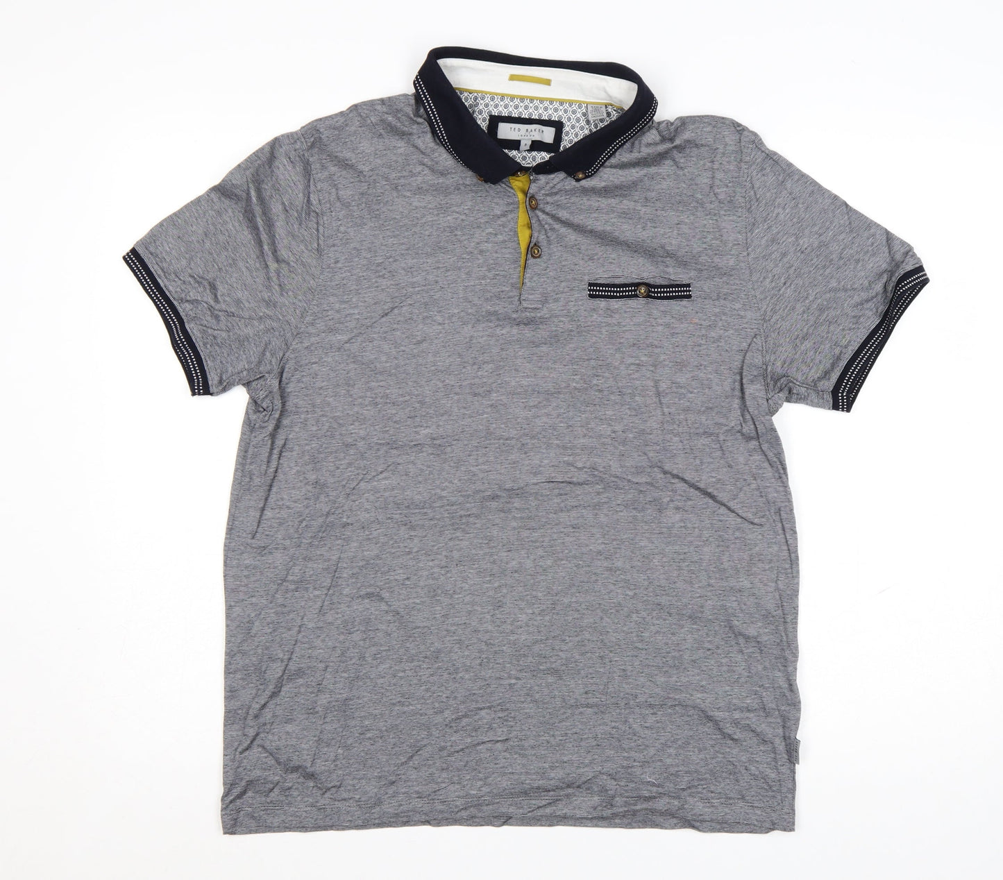 Ted Baker Men's Grey Cotton Short Sleeve Polo Shirt Size L