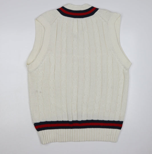 Readers Men's Ivory Cable-Knit Cricket Vest 2XL Acrylic Jumper