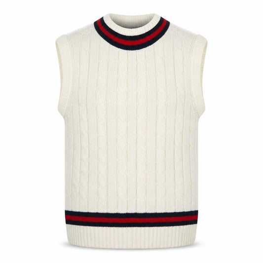 Readers Men's Ivory Cable-Knit Cricket Vest 2XL Acrylic Jumper