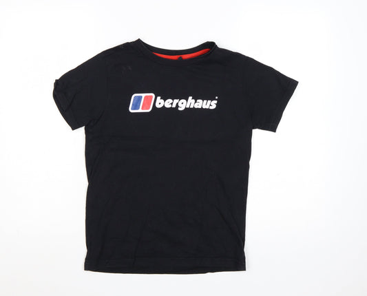 Berghaus Boys Black 11-12 Years Logo Cotton Short Sleeve T-Shirt
