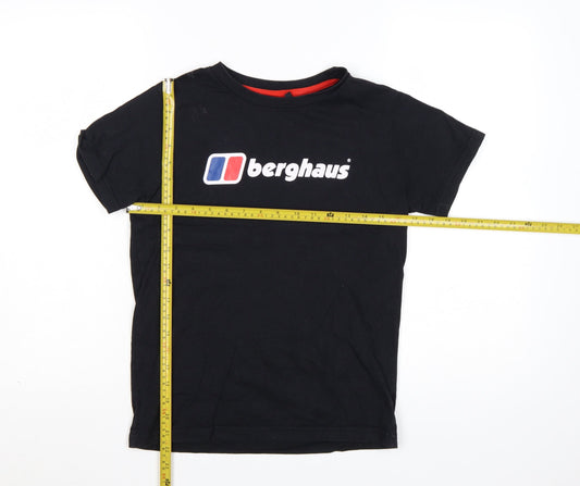 Berghaus Boys Black 11-12 Years Logo Cotton Short Sleeve T-Shirt