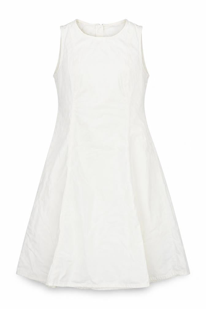 Marks and Spencer Women White Cotton A-Line Sleeveless Petite Dress Size 16
