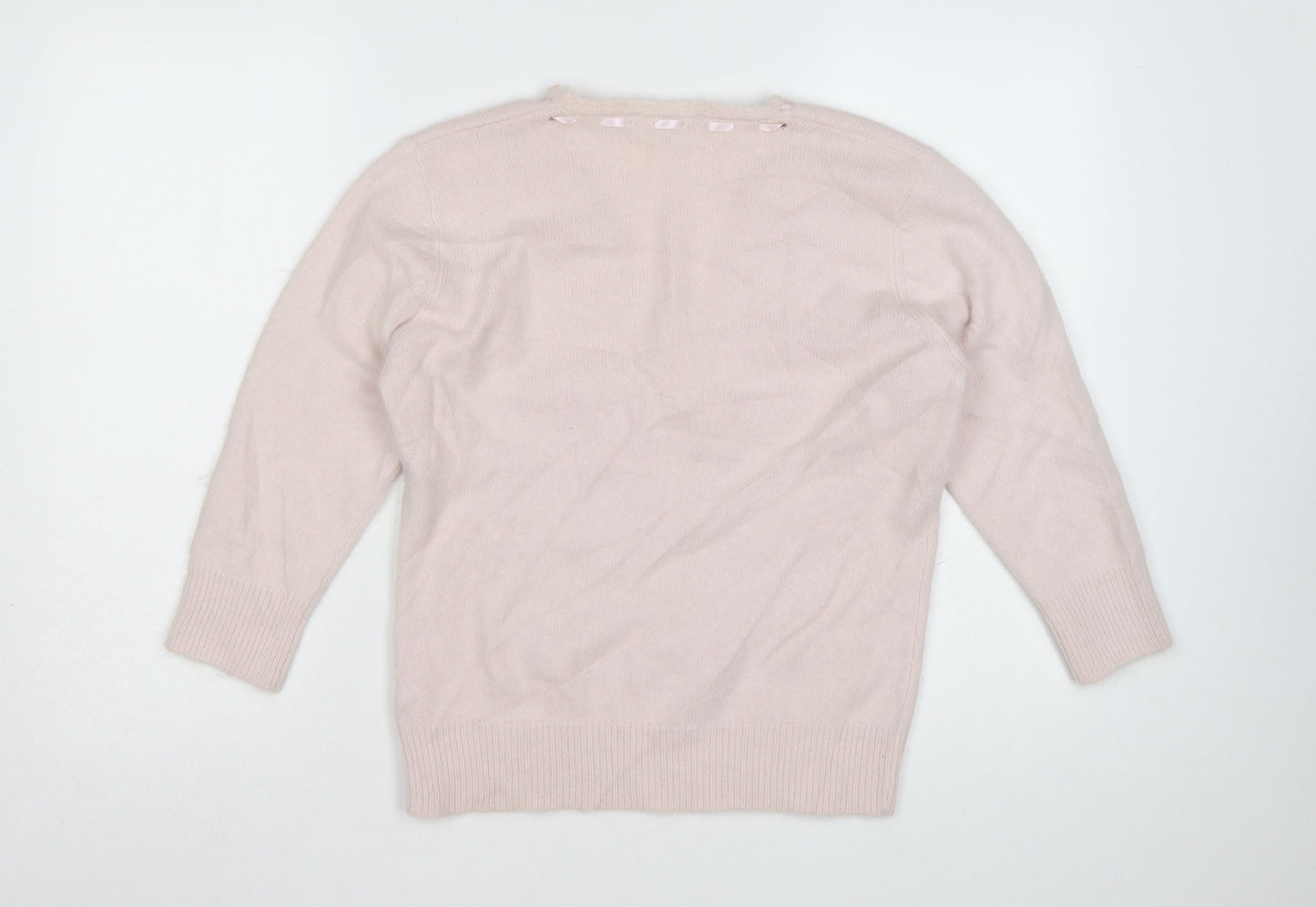 Debenhams Women Pink Angora Blend V-Neck Jumper Size 16