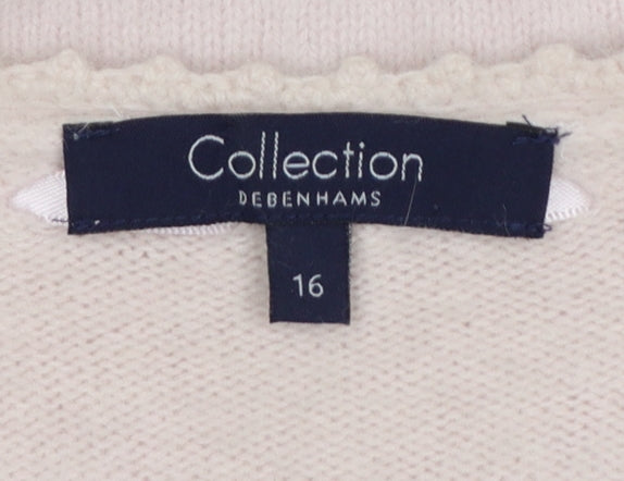 Debenhams Women Pink Angora Blend V-Neck Jumper Size 16
