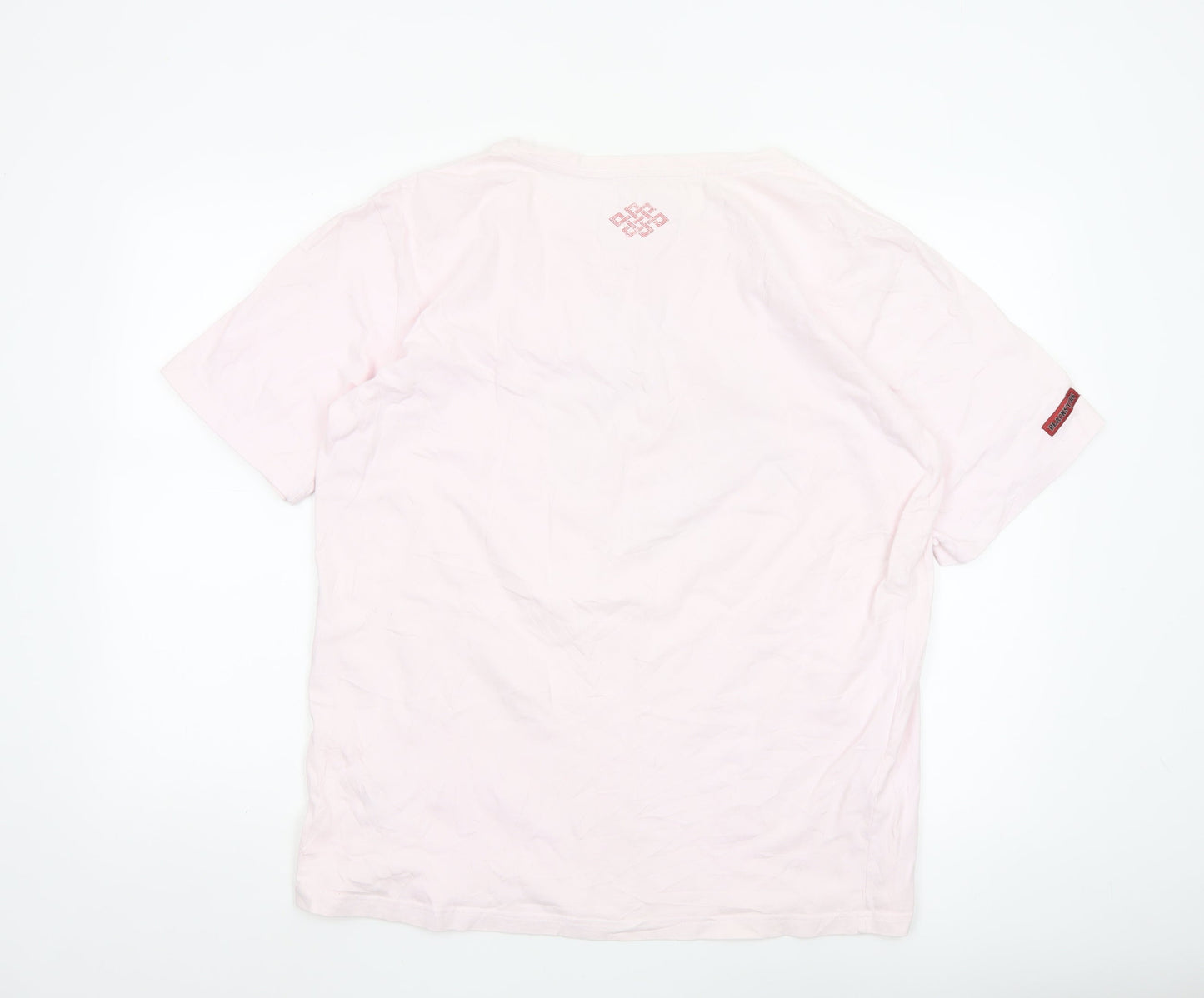 Black Stars Mens Pink 2XL Japanese Art Cotton Graphic T-Shirt
