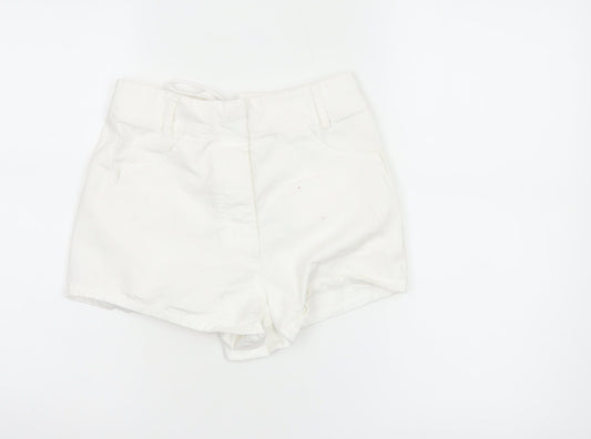 Marks & Spencer Women's White Chino Lace-Up Shorts Size S