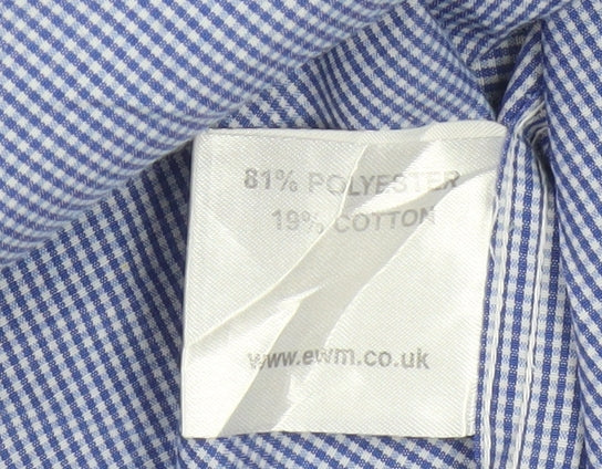 James Pringle Men's Blue Check Short Sleeve Button-Up Shirt XL