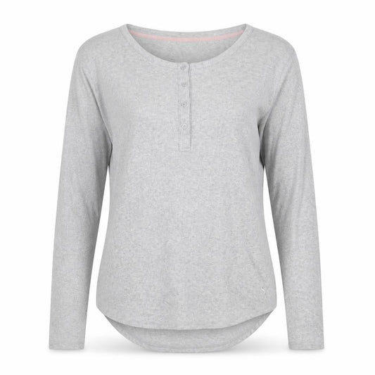Joules Women’s Grey Long Sleeve Henley Jersey T-Shirt UK 12