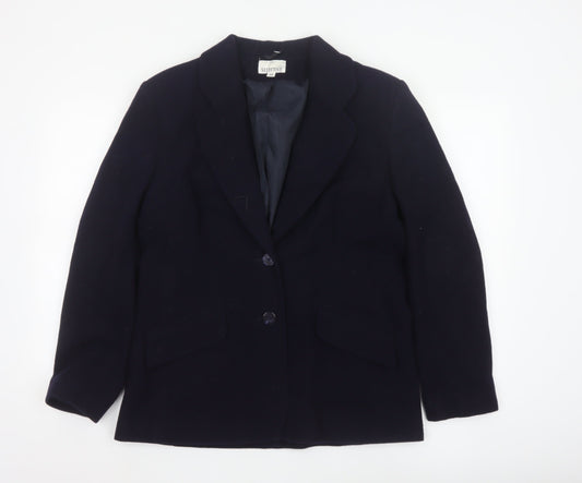 Selective Women Blue Wool Blend Lined Blazer Jacket Size 14