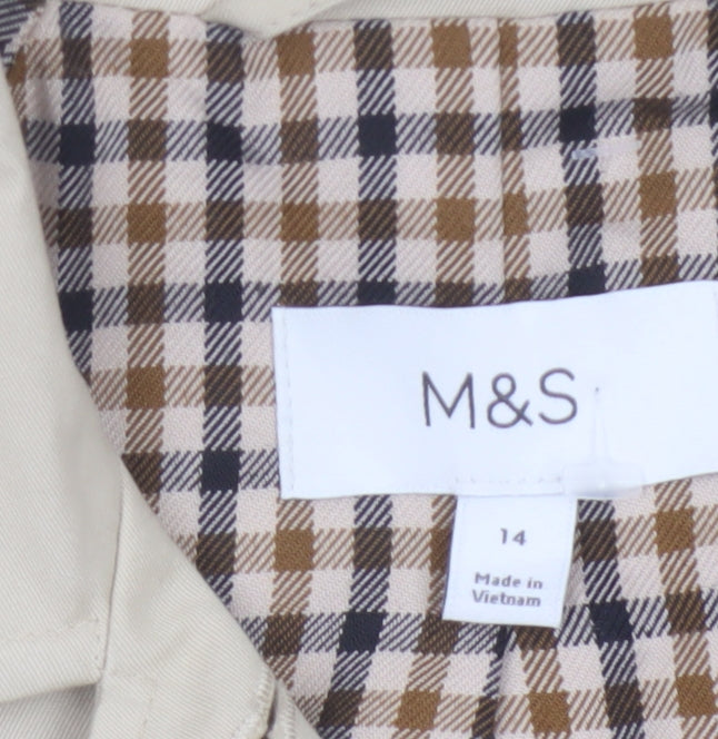 Marks and Spencer Women Beige Size 14 Short Cotton Jacket