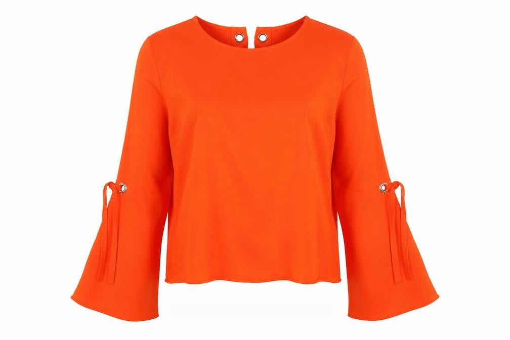 edc Women’s Orange Flared Sleeve Knit Pullover Jumper M