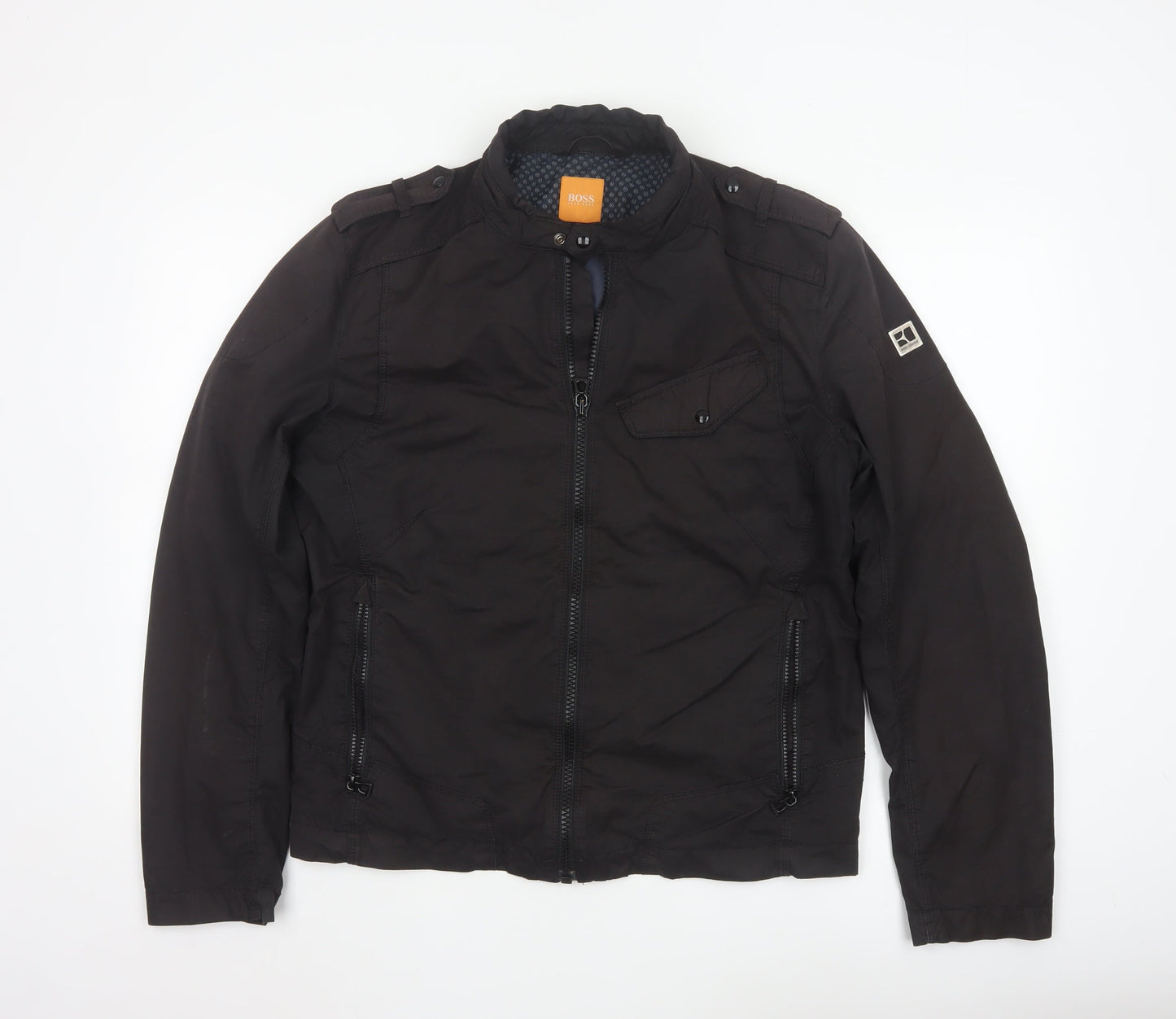 BOSS Orange Men’s Black Biker Jacket Size 50 Regular Fit