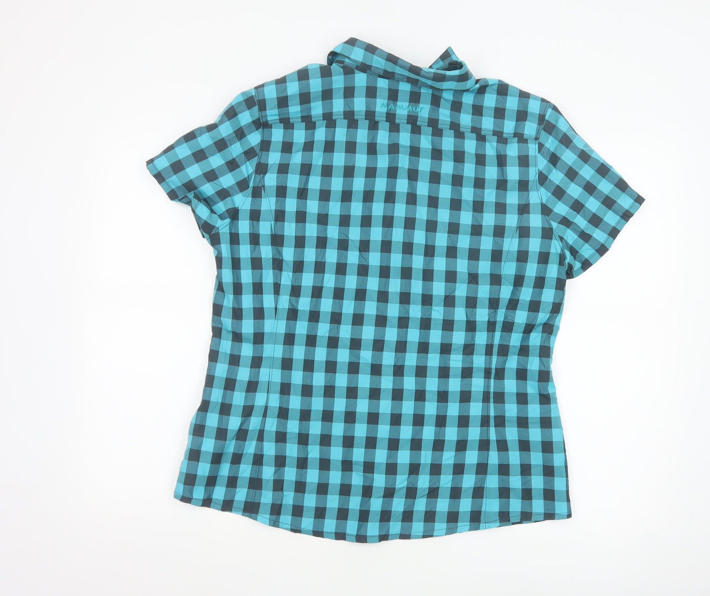 Mammut Men's Blue Check Short Sleeve Outdoor Button-Up Shirt L
