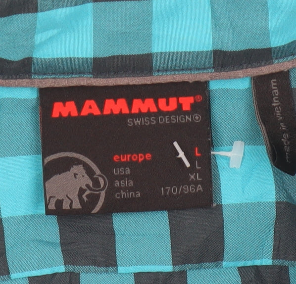 Mammut Men's Blue Check Short Sleeve Outdoor Button-Up Shirt L