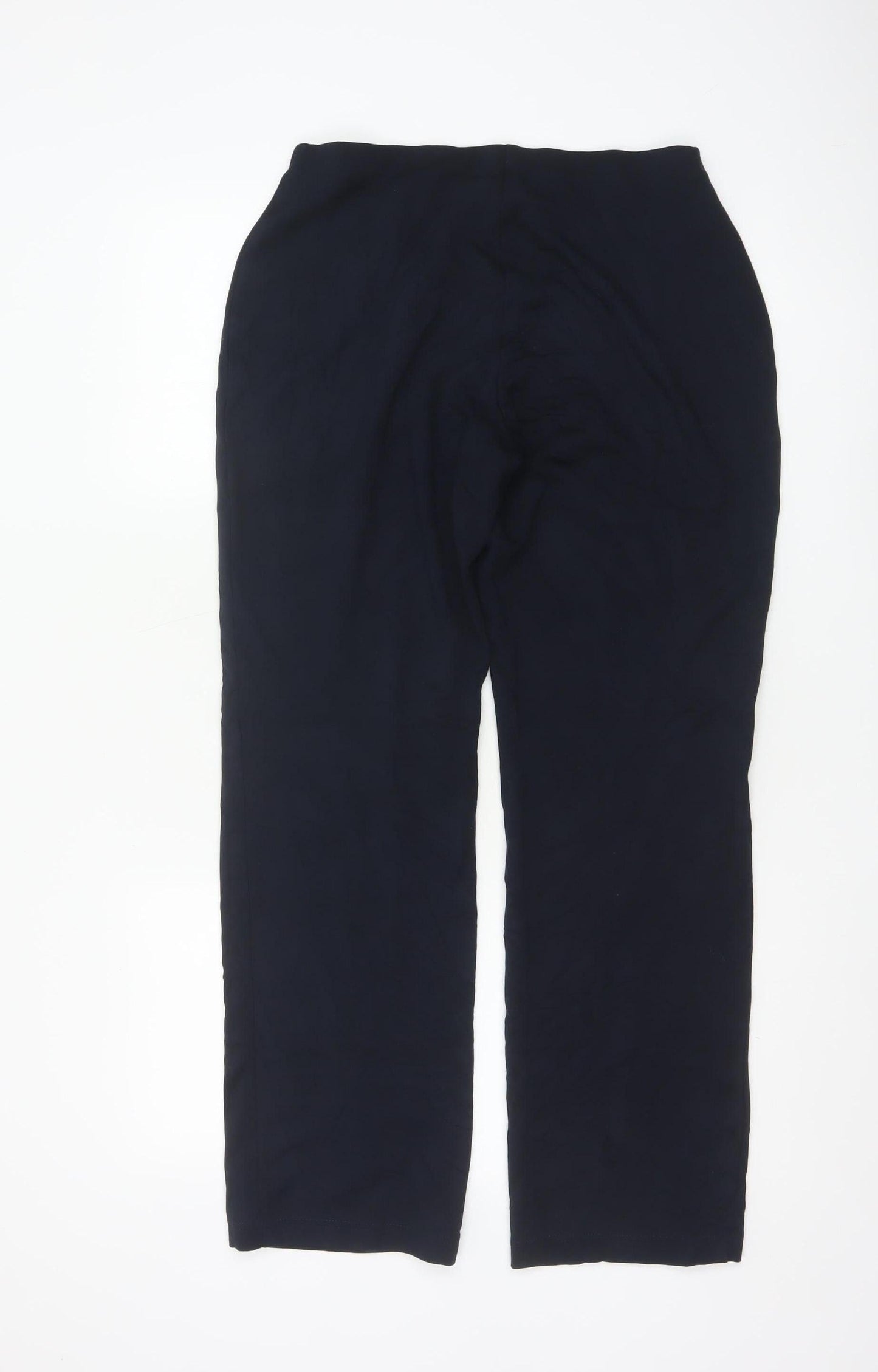 Marks and Spencer Womens Black Size 12 Regular Straight Viscose Trousers