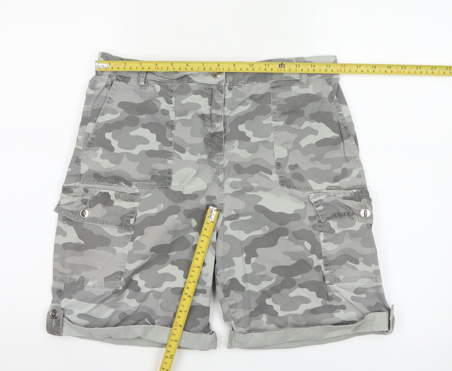 Marks and Spencer Women’s Grey Camouflage Cargo Shorts Size 14