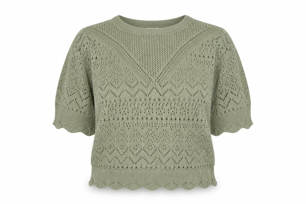 Marks & Spencer Per Una Women Green Open-Knit Cotton Jumper Size 14