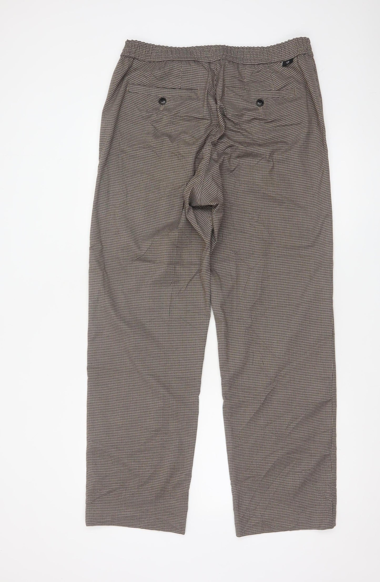 Ted Baker Men's Brown Check Chino Trousers 34R Straight Fit