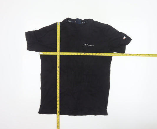 Champion Men's Black Small Crew Neck Cotton Sports T-Shirt
