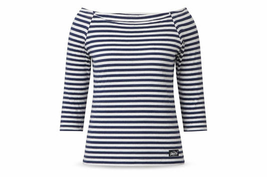 Superdry Women's Navy White Striped Boat Neck Top S
