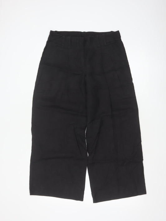 DKNY Women's Black High Rise Pleated Wide-Leg Trousers Size 4