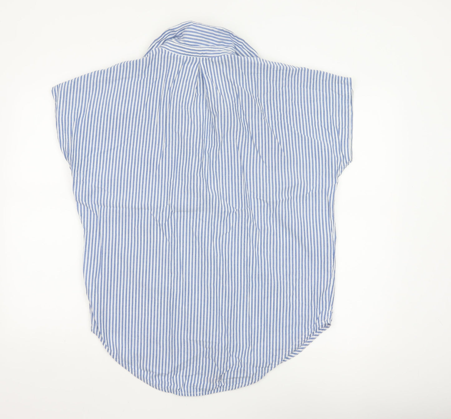 Next Women Blue Striped Cotton Button-Up Shirt Size 10