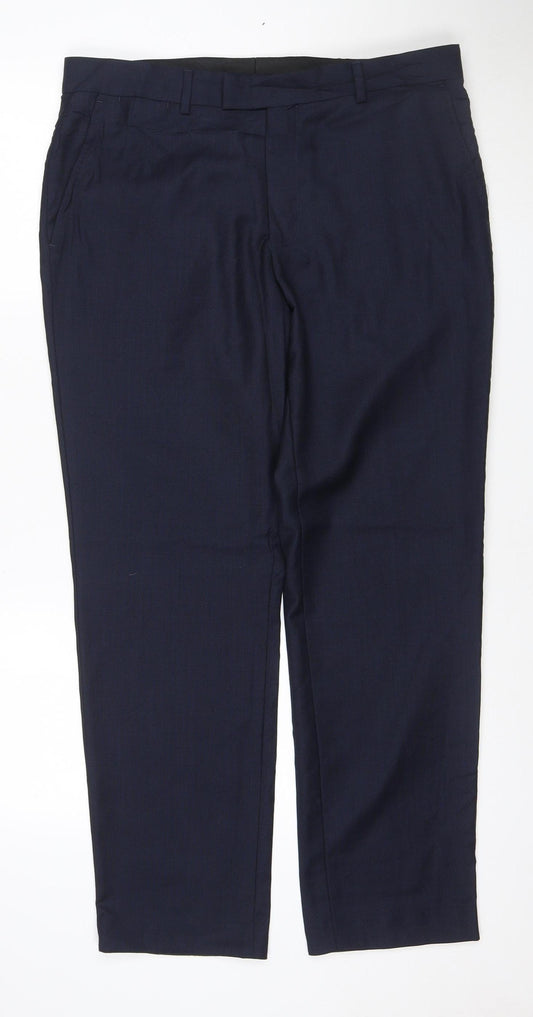 Jaeger Men's Blue Wool Dress Trousers M Regular Fit