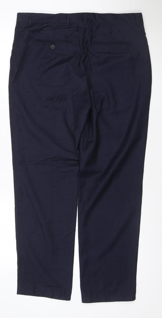 Jaeger Men's Blue Wool Dress Trousers M Regular Fit
